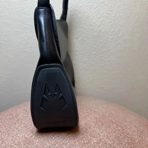 Vintage Mazzini Black Leather Handbag‎ Purse - Picture 3 of 5